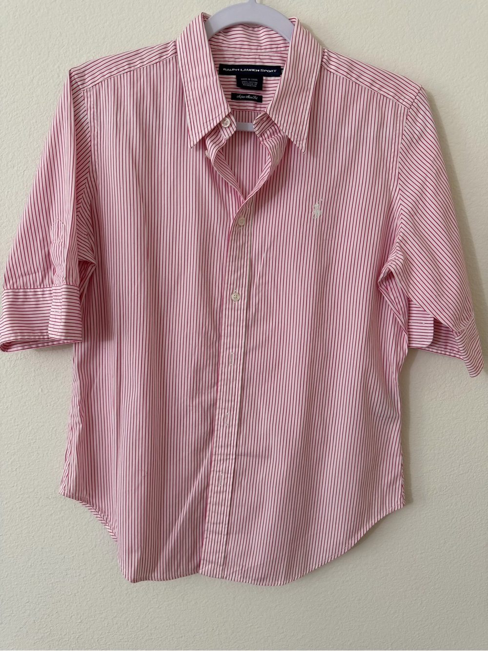 Ralph Lauren Pink and White Striped Button-Down Shirt